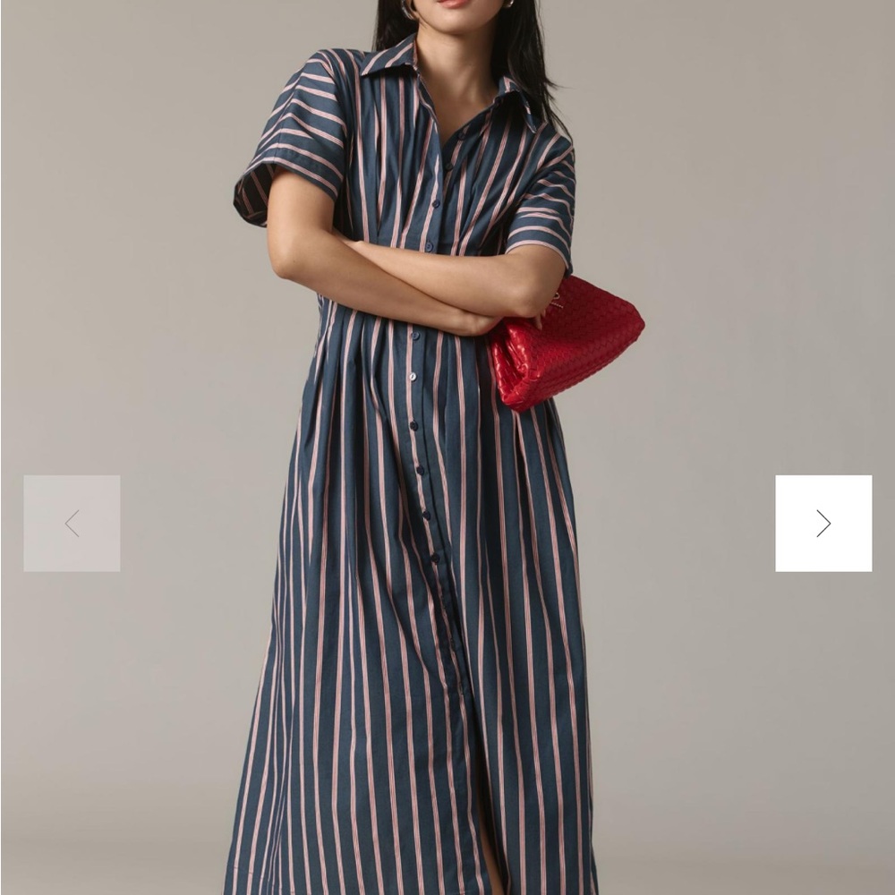 The Tobie Button-Front Pleated Shirt Dress by Exquise